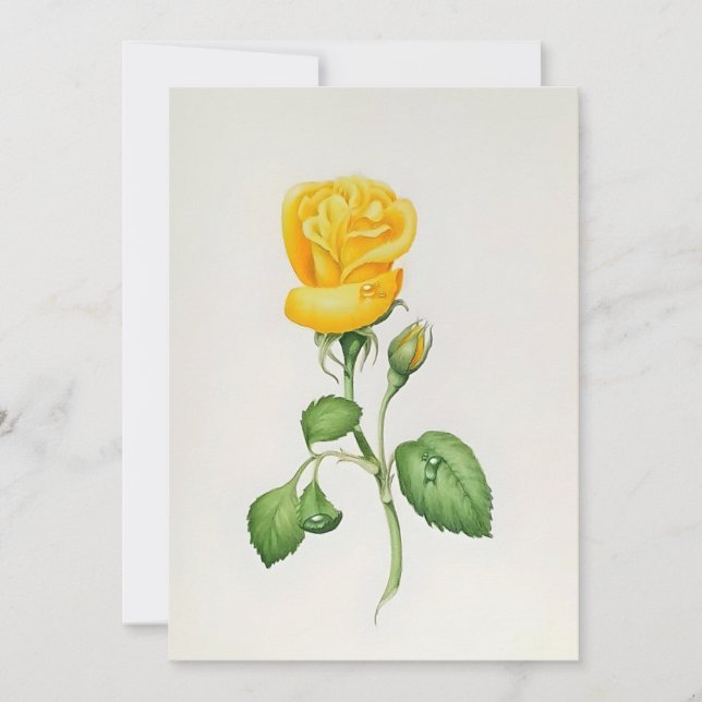 Tarjeta Festiva Yellow Rose In Watercolors (Anverso)