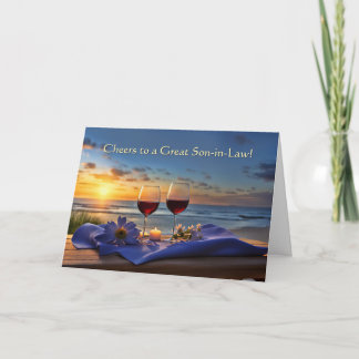 Tarjeta Festiva Yerno Feliz Día del Padre Salud con Vino 