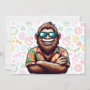 Tarjeta Festiva Yeti tropical/playa/hoodis de pie grande