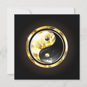 Tarjeta Festiva Yin Yang dorado en negro