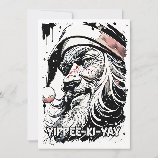 Tarjeta Festiva Yippee Ki Yay Navidades divertidos citan cultura p (Anverso)