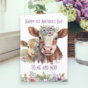 Tarjeta Festiva Yo y Moo Dulce Madre y Ternera Día de la Madre