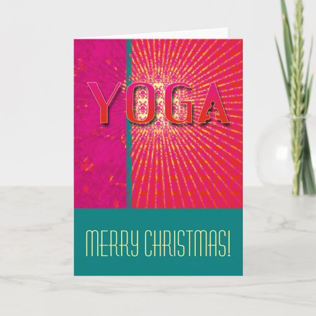 Tarjeta Festiva Yoga 1 - Tarjeta, saludo, en blanco, temporada (Anverso)