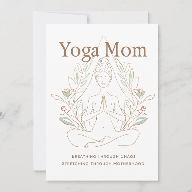 Tarjeta Festiva Yoga Mom Breathing Through Motherhood (Anverso)