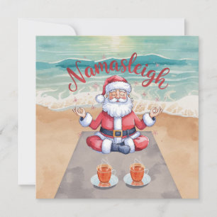 Tarjeta Festiva Yoga santa zen antes de las diez junto a la playa