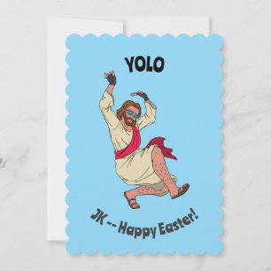 Tarjeta Festiva YOLO JK-Happy Easter Funny Card con baile de Jesús