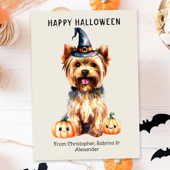 Tarjeta Festiva Yorkie Dog Happy Halloween (Subido por el creador)