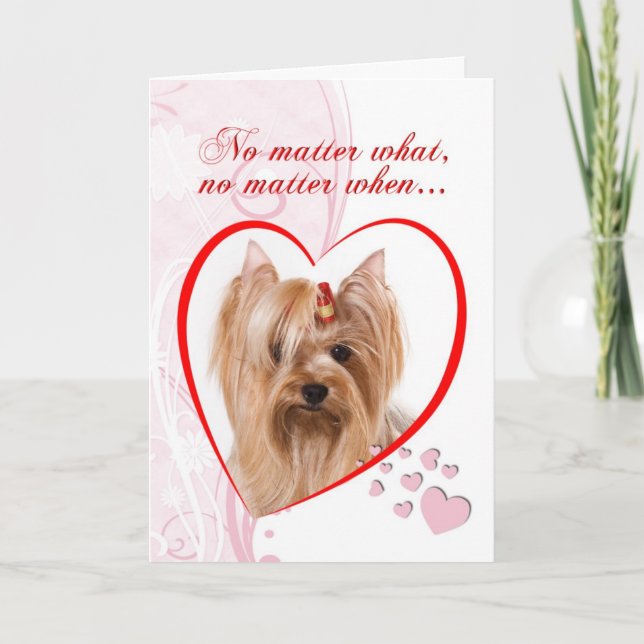 Tarjeta Festiva Yorkie San Valentín (Anverso)