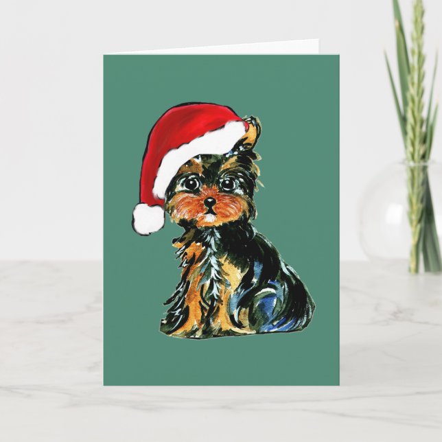 TARJETA FESTIVA YORKSHIRE TERRIER (Anverso)