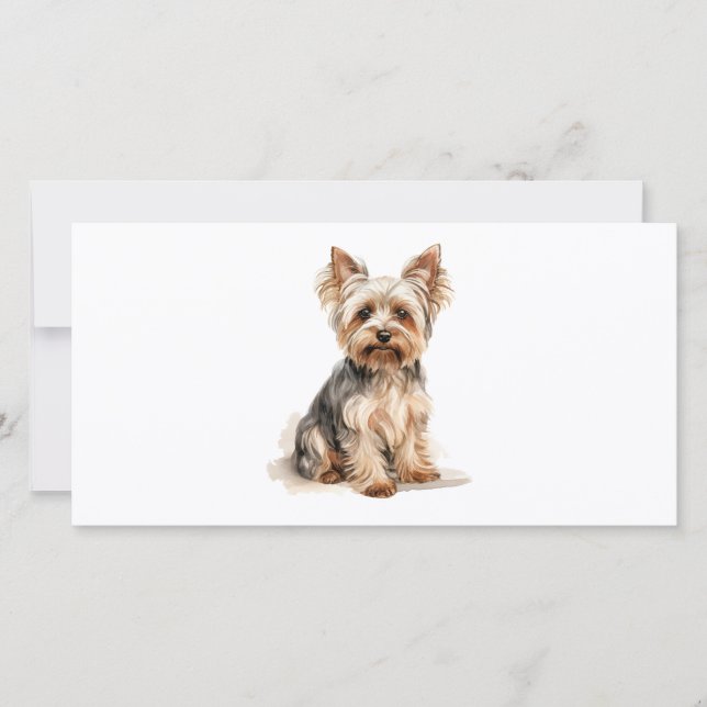 Tarjeta Festiva Yorkshire Terrier Yorkie Pequeña Raza de Juguete (Anverso)
