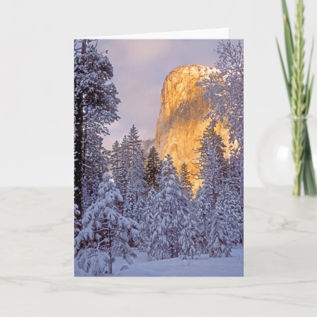 Tarjeta Festiva Yosemite - EL Capitan encendido por la luz del sol (Anverso)