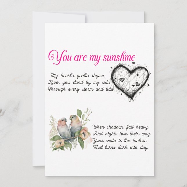 Tarjeta Festiva You are my Sunshine greetings card  (Anverso)