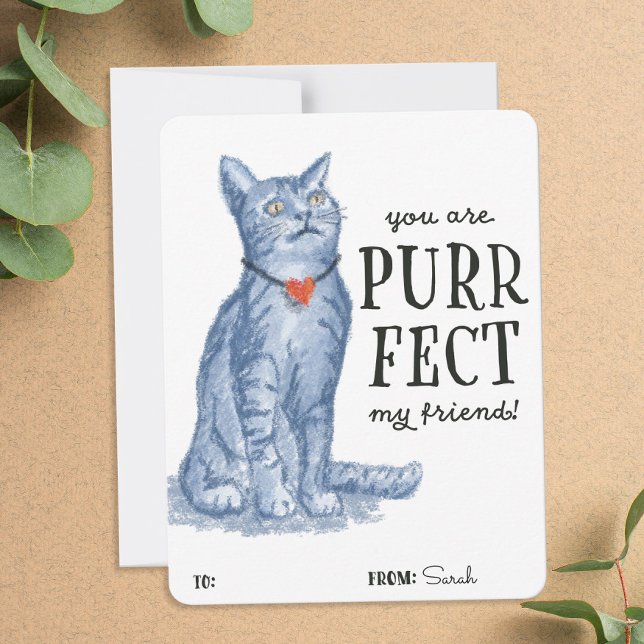 Tarjeta Festiva You Are "Purrfect" Pun Valentine Grey Kitty Cat (Subido por el creador)