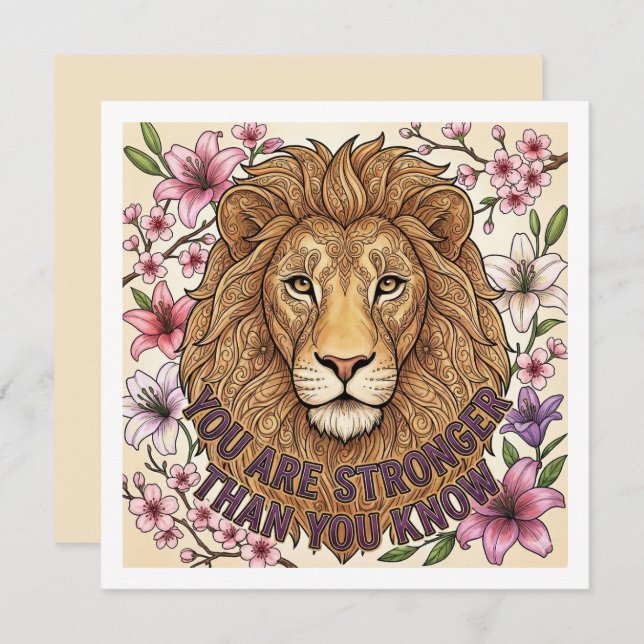 Tarjeta Festiva You Are Strong Personalized Lion Card (Anverso / Reverso)