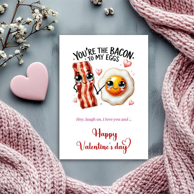 Tarjeta Festiva You are the bacon to my eggs funny Valentine  (You are the bacon to my eggs funny Valentine Holiday Card )