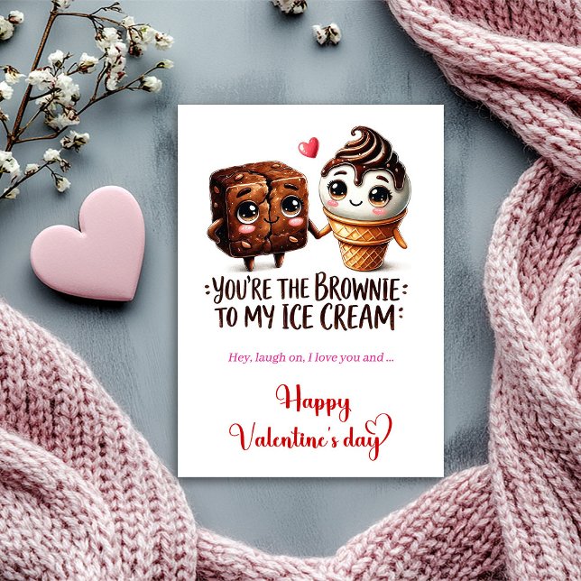 Tarjeta Festiva You are the brownie to my ice cream Valentine's (You are the basil to my pesto Funny Valentine's Holiday Card )