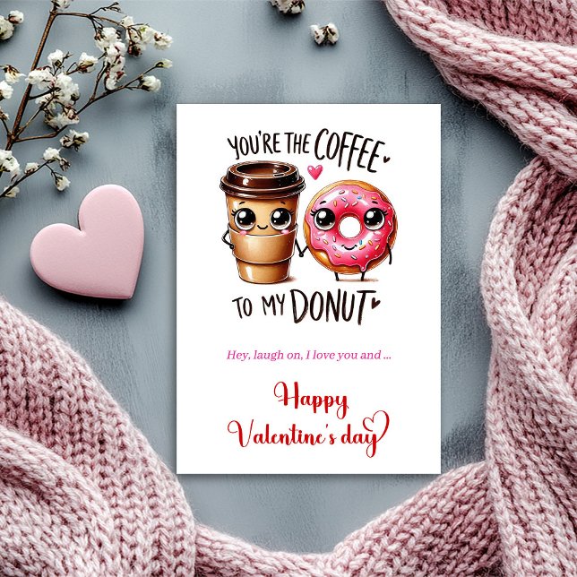 Tarjeta Festiva You are the coffee to my donut I love you (You are the coffee to my donut I love you Holiday Card)