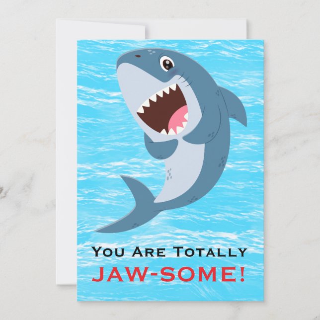 Tarjeta Festiva You Are Totally JAW-SOME Funny Shark Valentine's  (Anverso)