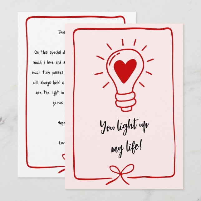 Tarjeta Festiva You Light Up My Life Funny Saying Valentines Day (Anverso / Reverso)