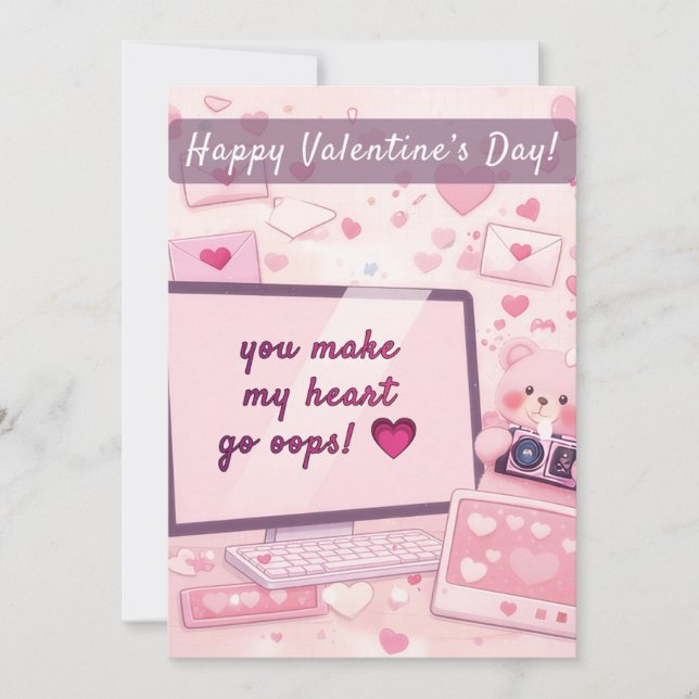 Tarjeta Festiva you make my heart go oops! 💗 Valentine's Card (Anverso)