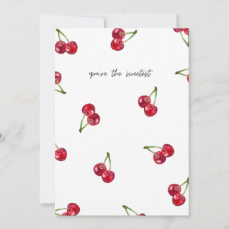 Tarjeta Festiva “You’re the Sweetest” Cherries Love Pattern