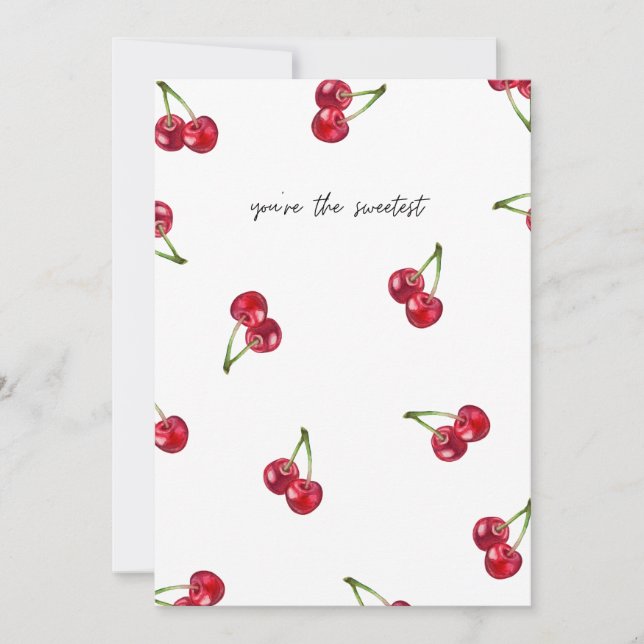 Tarjeta Festiva “You’re the Sweetest” Cherries Love Pattern (Anverso)