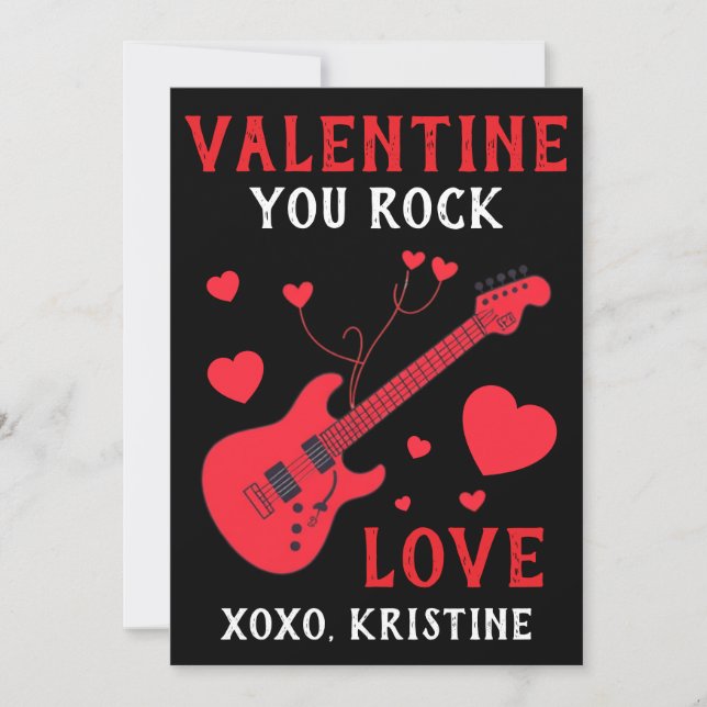 Tarjeta Festiva You Rock Electric Guitar Kids Valentines Day Note (Anverso)