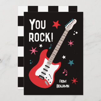 Tarjeta Festiva You rock guitar classroom valentine's day card