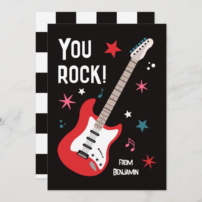 Tarjeta Festiva You rock guitar classroom valentine's day card (Anverso / Reverso)