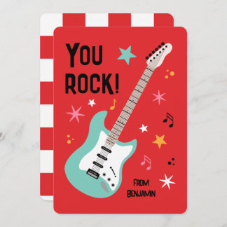 Tarjeta Festiva You rock guitar classroom valentine's day card