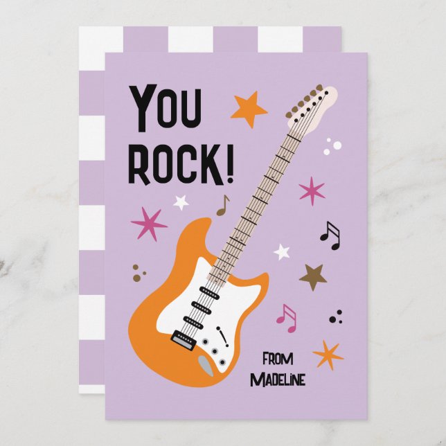 Tarjeta Festiva You rock guitar classroom valentine's day card (Anverso / Reverso)