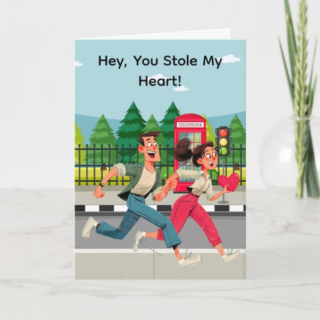 Tarjeta Festiva "You Stole My Heart" Valentine card (Anverso)