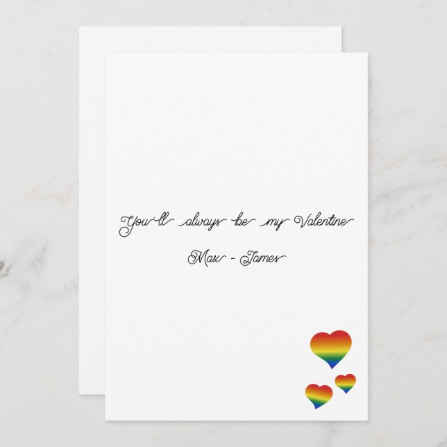 Tarjeta Festiva You'll Always Be My Valentine LGBT Heart Flag Flat (Anverso / Reverso)