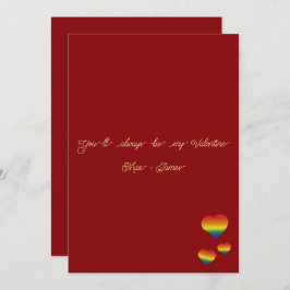 Tarjeta Festiva You'll Always Be My Valentine LGBT Heart Flag Flat