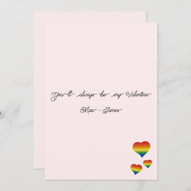 Tarjeta Festiva You'll Always Be My Valentine LGBT Heart Flag Flat (Anverso / Reverso)