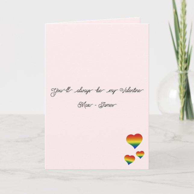 Tarjeta Festiva You'll Always Be My Valentine LGBT Hearts Flag (Anverso)