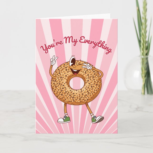 Tarjeta Festiva You're My Everything Bagel Valentines Day Card (Anverso)