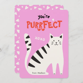 Tarjeta Festiva You're purrfect cat classroom valentine's day card