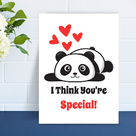 Tarjeta Festiva You're Special Cute Panda red hearts Printable 