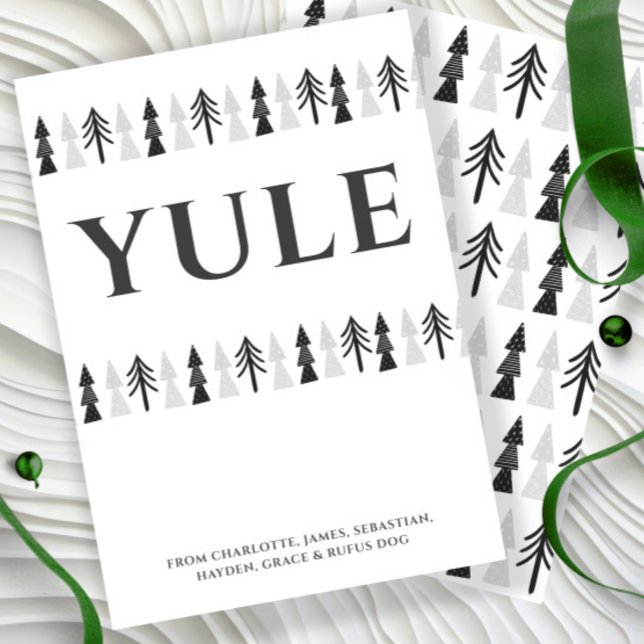 Tarjeta Festiva Yule Christmas Tree personalizado (Yule Christmas Tree Personalized Holiday Card by Ricaso. Scandinavian minimalist Nordic Style cards)