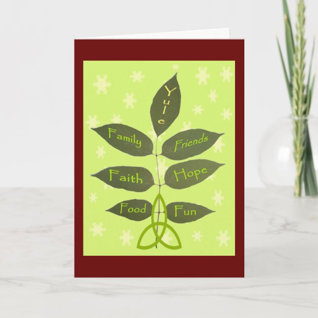 Tarjeta Festiva Yule - Mientras el Fresno Crece (Anverso)