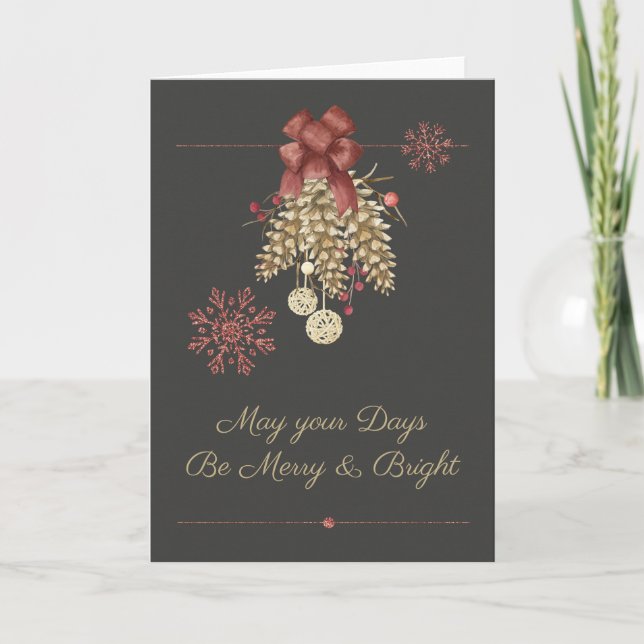 Tarjeta Festiva  Yule Sabbat Merry & Bright Greeting Card (Anverso)