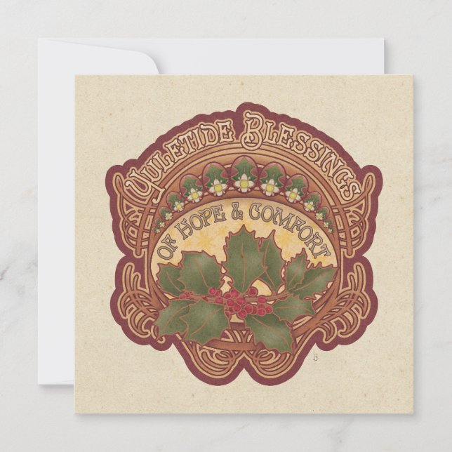 Tarjeta Festiva Yuletide Blessing Holiday Card Square o Round (Anverso)