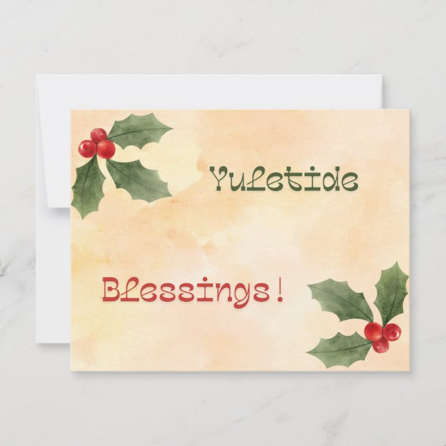 Tarjeta Festiva Yuletide Blessing Watercolor (Anverso)
