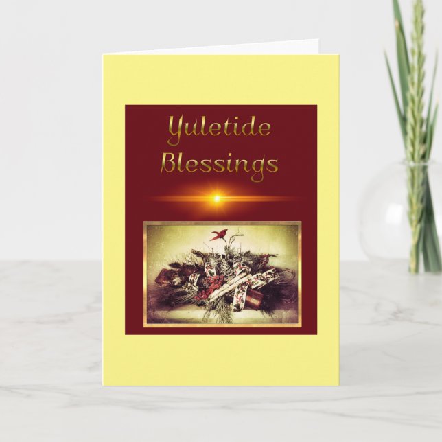 Tarjeta Festiva Yuletide Blessings (Anverso)