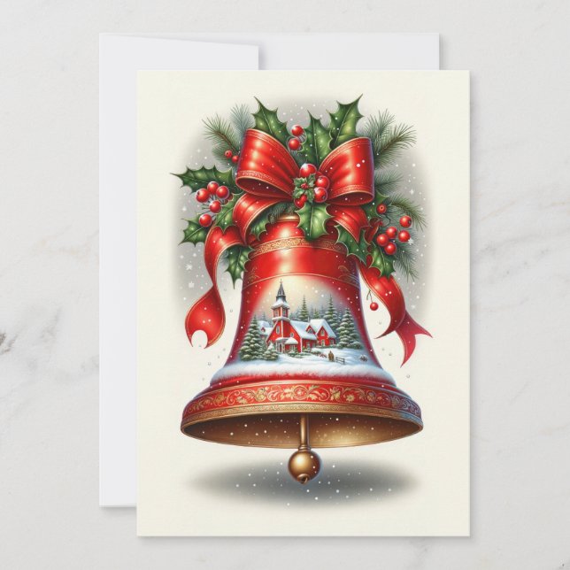 Tarjeta Festiva Yuletide Carol Bell (Anverso)