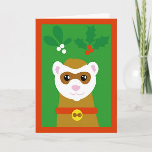 Tarjeta Festiva Yuletide ferret