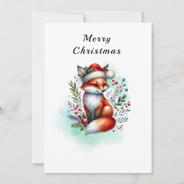 Tarjeta Festiva Yuletide Fox Christmas Greetings (Anverso)