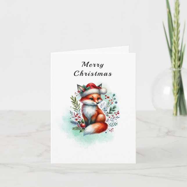 Tarjeta Festiva Yuletide Fox Christmas Greetings (Anverso)