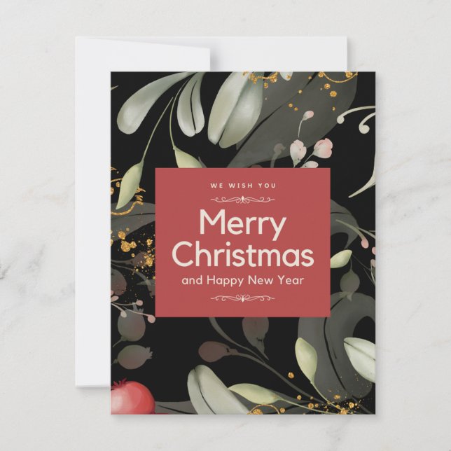 Tarjeta Festiva z100daysxmas,bosque,árboles,acuarela bosque,paseo, (Anverso)